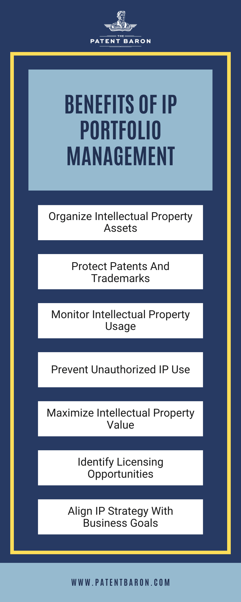 Benefits Of IP Portfolio Management Infographic